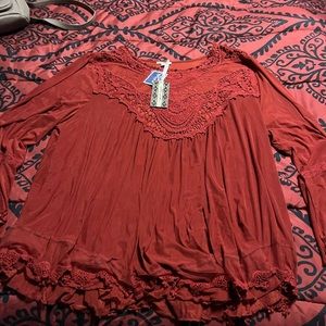 Orange rustic lace blouse